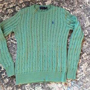 Ralph Lauren Mint Green Cable Knit Crewneck Sweater